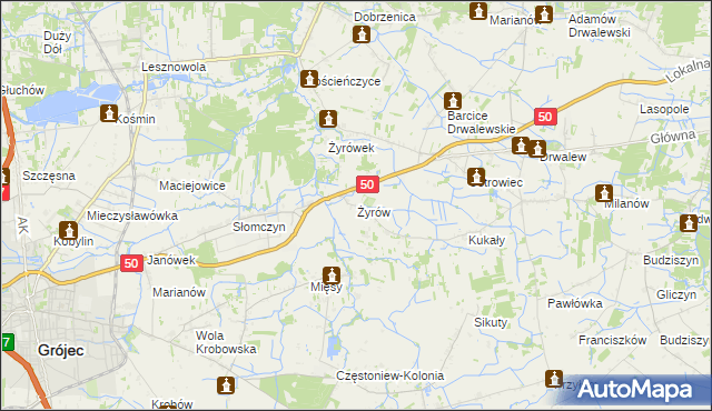 mapa Żyrów, Żyrów na mapie Targeo