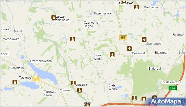 mapa Żywa Woda, Żywa Woda na mapie Targeo