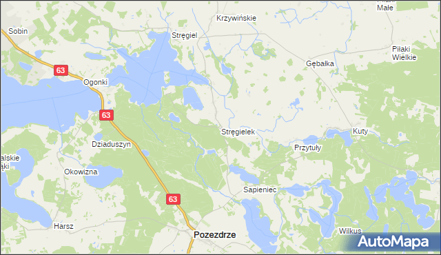 mapa Stręgielek, Stręgielek na mapie Targeo