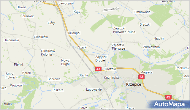 mapa Zajączki Drugie, Zajączki Drugie na mapie Targeo