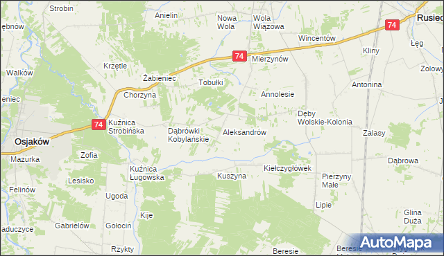 mapa Aleksandrów gmina Rusiec, Aleksandrów gmina Rusiec na mapie Targeo