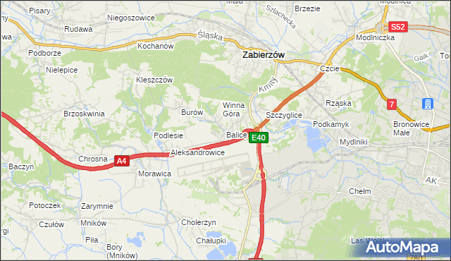 mapa Balice gmina Zabierzów, Balice gmina Zabierzów na mapie Targeo