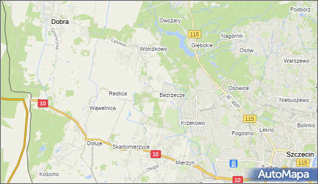 mapa Bezrzecze, Bezrzecze na mapie Targeo