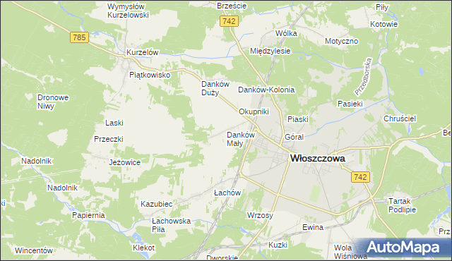 mapa Danków Mały, Danków Mały na mapie Targeo