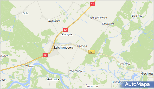 mapa Dryżyna, Dryżyna na mapie Targeo