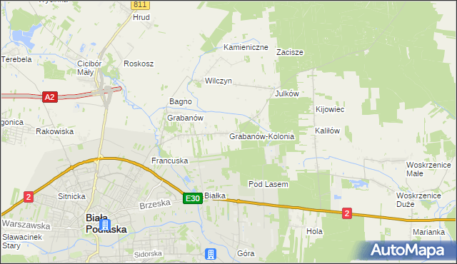 mapa Grabanów-Kolonia, Grabanów-Kolonia na mapie Targeo