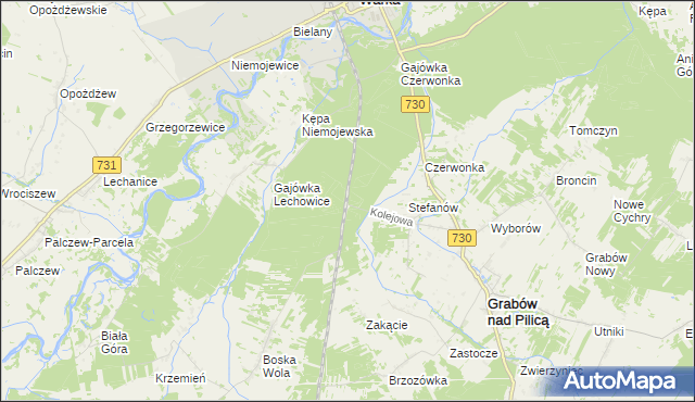 mapa Grabów gmina Grabów nad Pilicą, Grabów gmina Grabów nad Pilicą na mapie Targeo