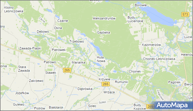 mapa Huta Nowa gmina Gostynin, Huta Nowa gmina Gostynin na mapie Targeo