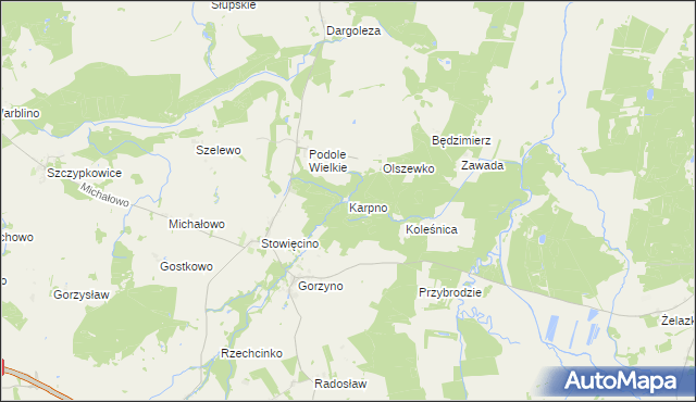 mapa Karpno gmina Główczyce, Karpno gmina Główczyce na mapie Targeo