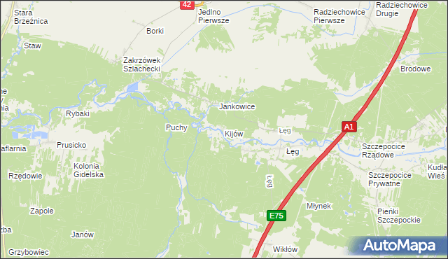 mapa Kijów gmina Kruszyna, Kijów gmina Kruszyna na mapie Targeo