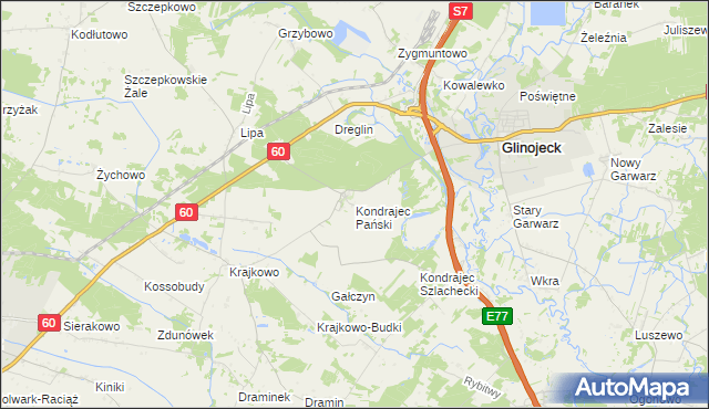 mapa Kondrajec Pański, Kondrajec Pański na mapie Targeo