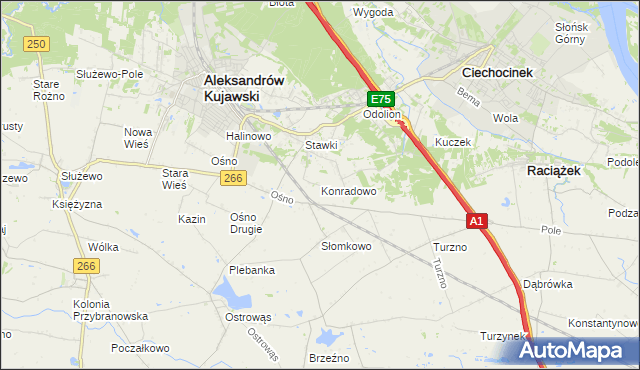 mapa Konradowo gmina Aleksandrów Kujawski, Konradowo gmina Aleksandrów Kujawski na mapie Targeo