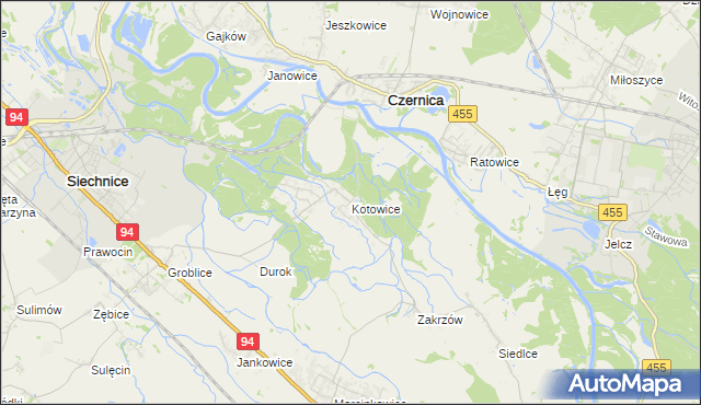 mapa Kotowice gmina Siechnice, Kotowice gmina Siechnice na mapie Targeo