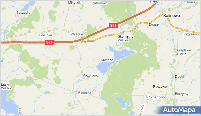 mapa Kulesze gmina Kalinowo, Kulesze gmina Kalinowo na mapie Targeo