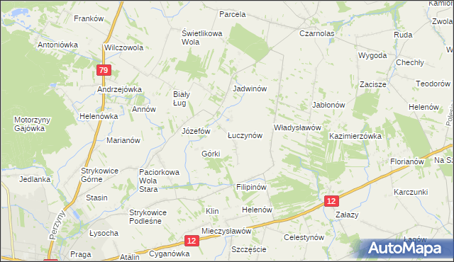 mapa Łuczynów gmina Policzna, Łuczynów gmina Policzna na mapie Targeo