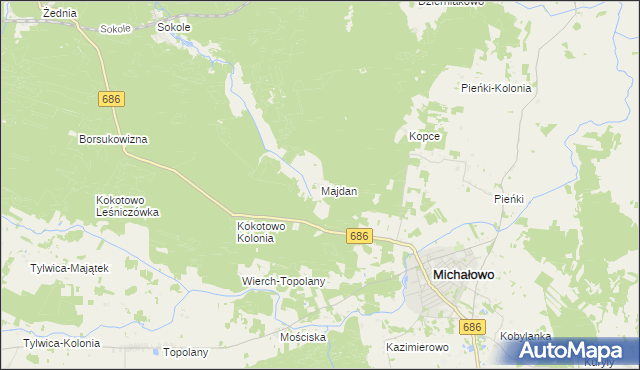 mapa Majdan gmina Michałowo, Majdan gmina Michałowo na mapie Targeo