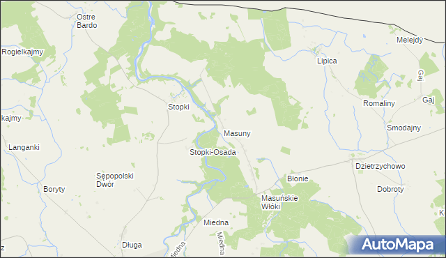 mapa Masuny, Masuny na mapie Targeo