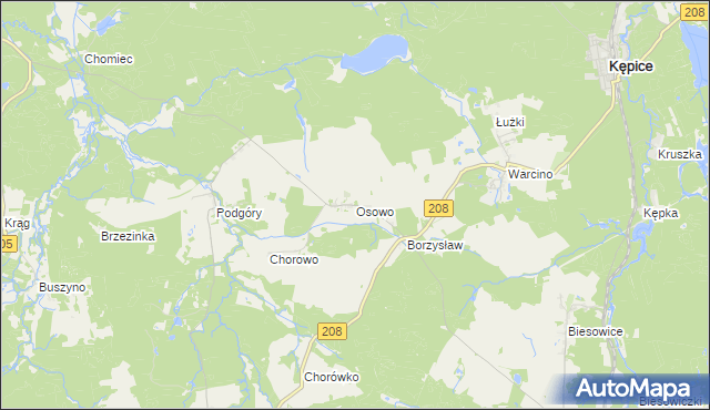 mapa Osowo gmina Kępice, Osowo gmina Kępice na mapie Targeo