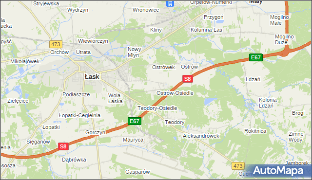 mapa Ostrów-Osiedle, Ostrów-Osiedle na mapie Targeo