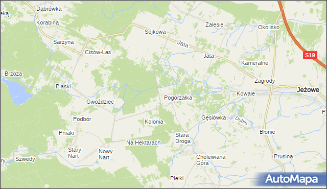 mapa Pogorzałka gmina Jeżowe, Pogorzałka gmina Jeżowe na mapie Targeo