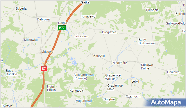 mapa Pokrytki, Pokrytki na mapie Targeo