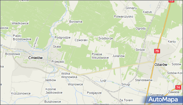 mapa Polesie Mikułowskie, Polesie Mikułowskie na mapie Targeo