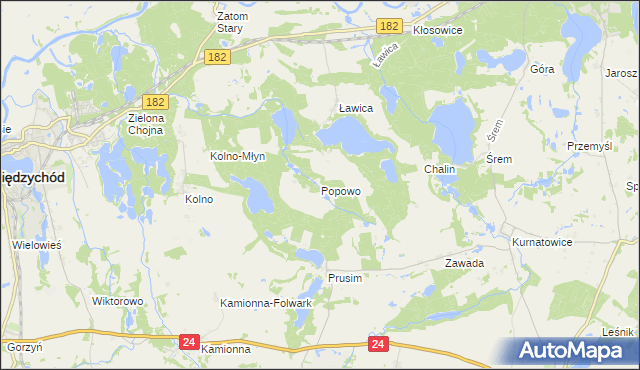 mapa Popowo gmina Międzychód, Popowo gmina Międzychód na mapie Targeo