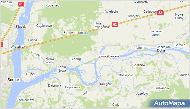 mapa Popowo-Parcele, Popowo-Parcele na mapie Targeo