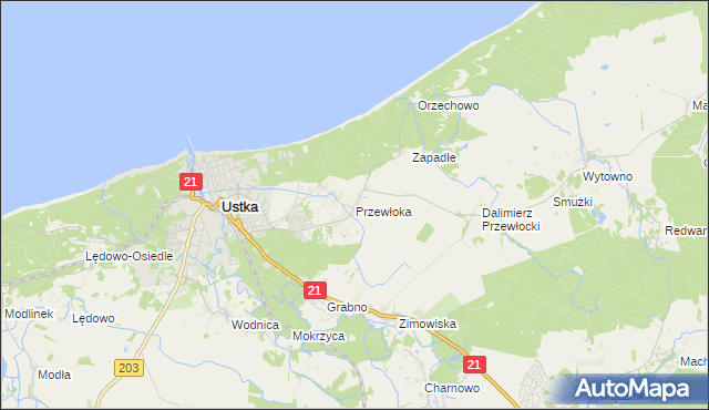 mapa Przewłoka gmina Ustka, Przewłoka gmina Ustka na mapie Targeo