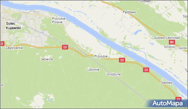 mapa Przyłubie gmina Solec Kujawski, Przyłubie gmina Solec Kujawski na mapie Targeo