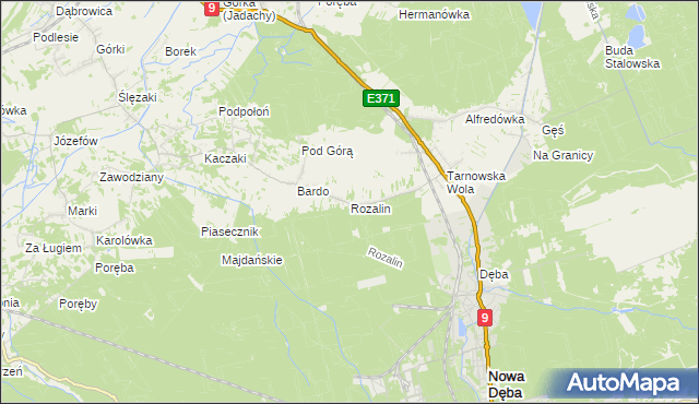 mapa Rozalin gmina Nowa Dęba, Rozalin gmina Nowa Dęba na mapie Targeo