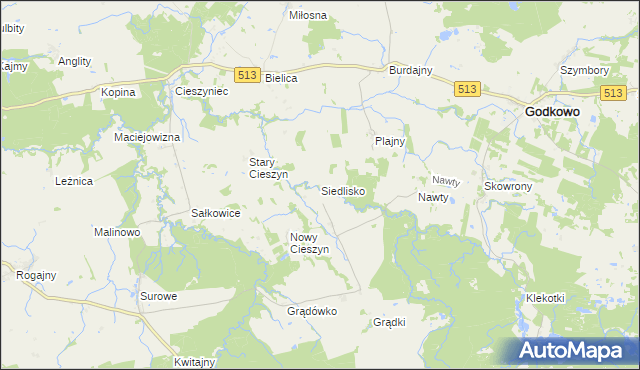 mapa Siedlisko gmina Godkowo, Siedlisko gmina Godkowo na mapie Targeo