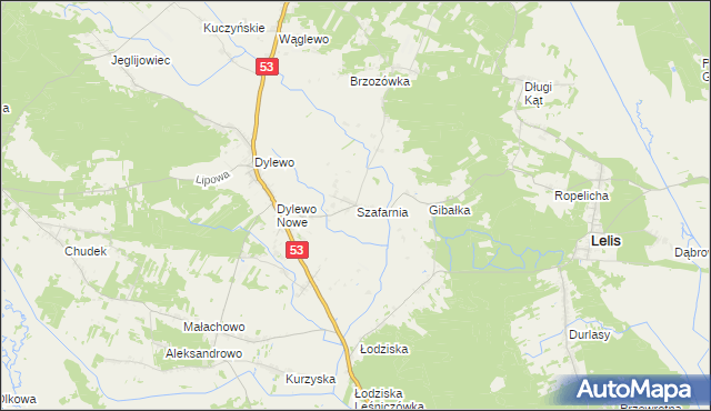 mapa Szafarnia gmina Lelis, Szafarnia gmina Lelis na mapie Targeo