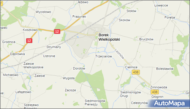 mapa Trzecianów, Trzecianów na mapie Targeo