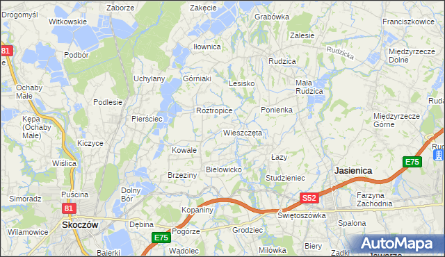 mapa Wieszczęta, Wieszczęta na mapie Targeo