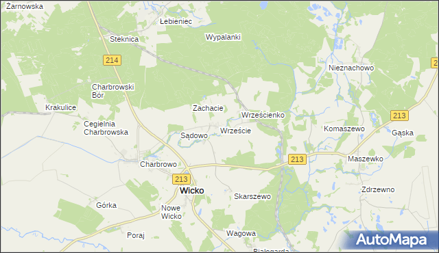 mapa Wrzeście gmina Wicko, Wrzeście gmina Wicko na mapie Targeo