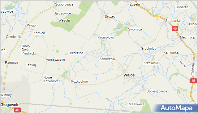 mapa Zabierzów gmina Walce, Zabierzów gmina Walce na mapie Targeo