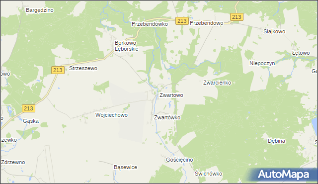 mapa Zwartowo gmina Choczewo, Zwartowo gmina Choczewo na mapie Targeo