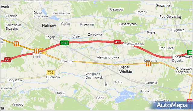 mapa Aleksandrówka gmina Dębe Wielkie, Aleksandrówka gmina Dębe Wielkie na mapie Targeo