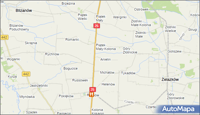 mapa Anielin gmina Żelazków, Anielin gmina Żelazków na mapie Targeo