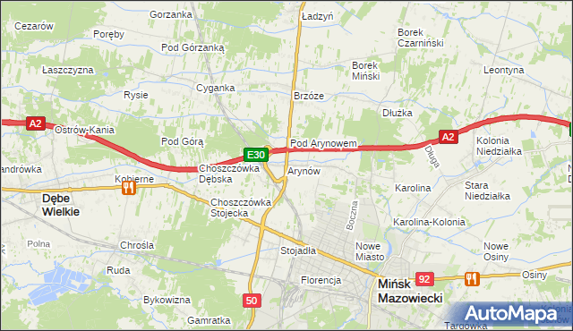 mapa Arynów, Arynów na mapie Targeo