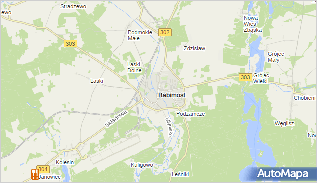 mapa Babimost, Babimost na mapie Targeo
