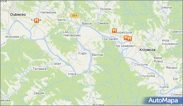 mapa Bachów, Bachów na mapie Targeo