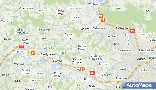 mapa Bączal Dolny, Bączal Dolny na mapie Targeo