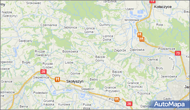mapa Bączal Górny, Bączal Górny na mapie Targeo
