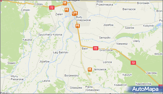 mapa Balin gmina Poddębice, Balin gmina Poddębice na mapie Targeo