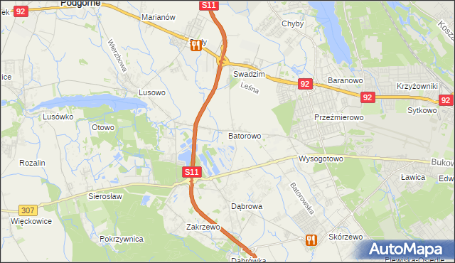 mapa Batorowo gmina Tarnowo Podgórne, Batorowo gmina Tarnowo Podgórne na mapie Targeo