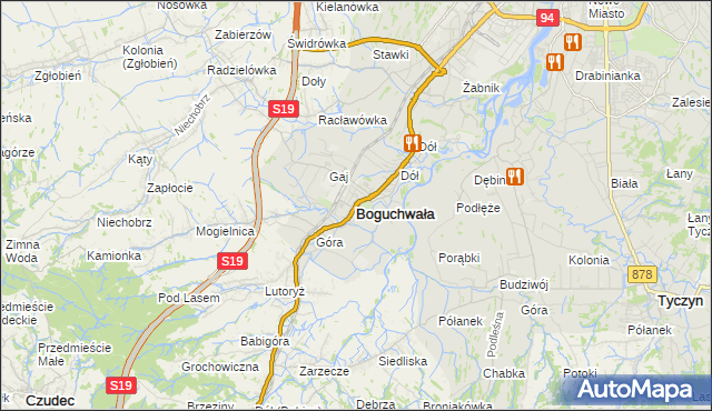 mapa Boguchwała powiat rzeszowski, Boguchwała powiat rzeszowski na mapie Targeo