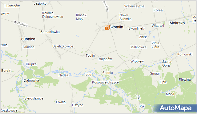 mapa Bojanów gmina Skomlin, Bojanów gmina Skomlin na mapie Targeo