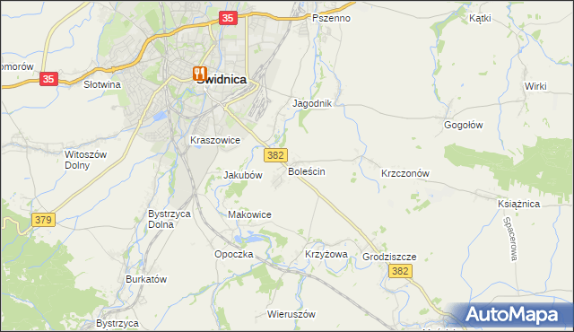 mapa Boleścin gmina Świdnica, Boleścin gmina Świdnica na mapie Targeo